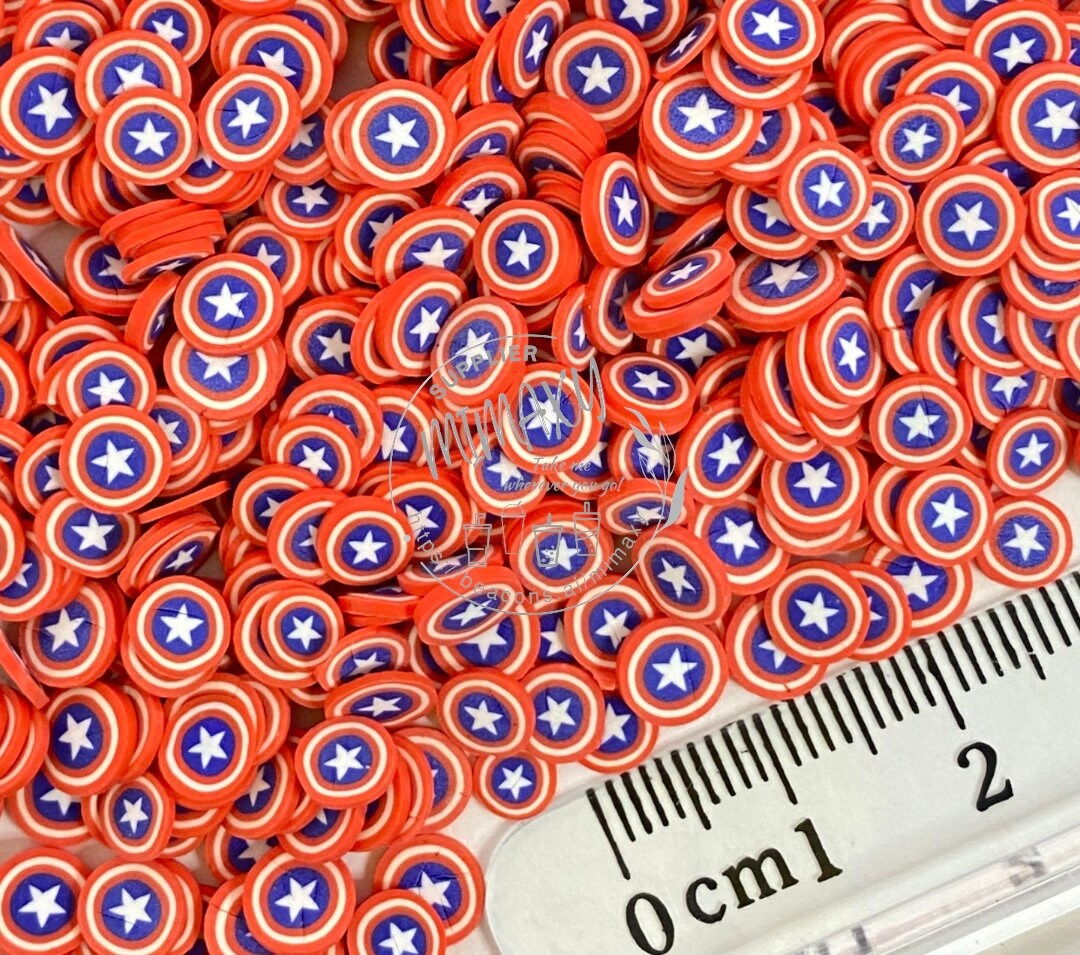5mm Captain America Shield,Polymer clay slices, Fake sprinkles, snow globe tumbler, resin art, nail art, USA 005
