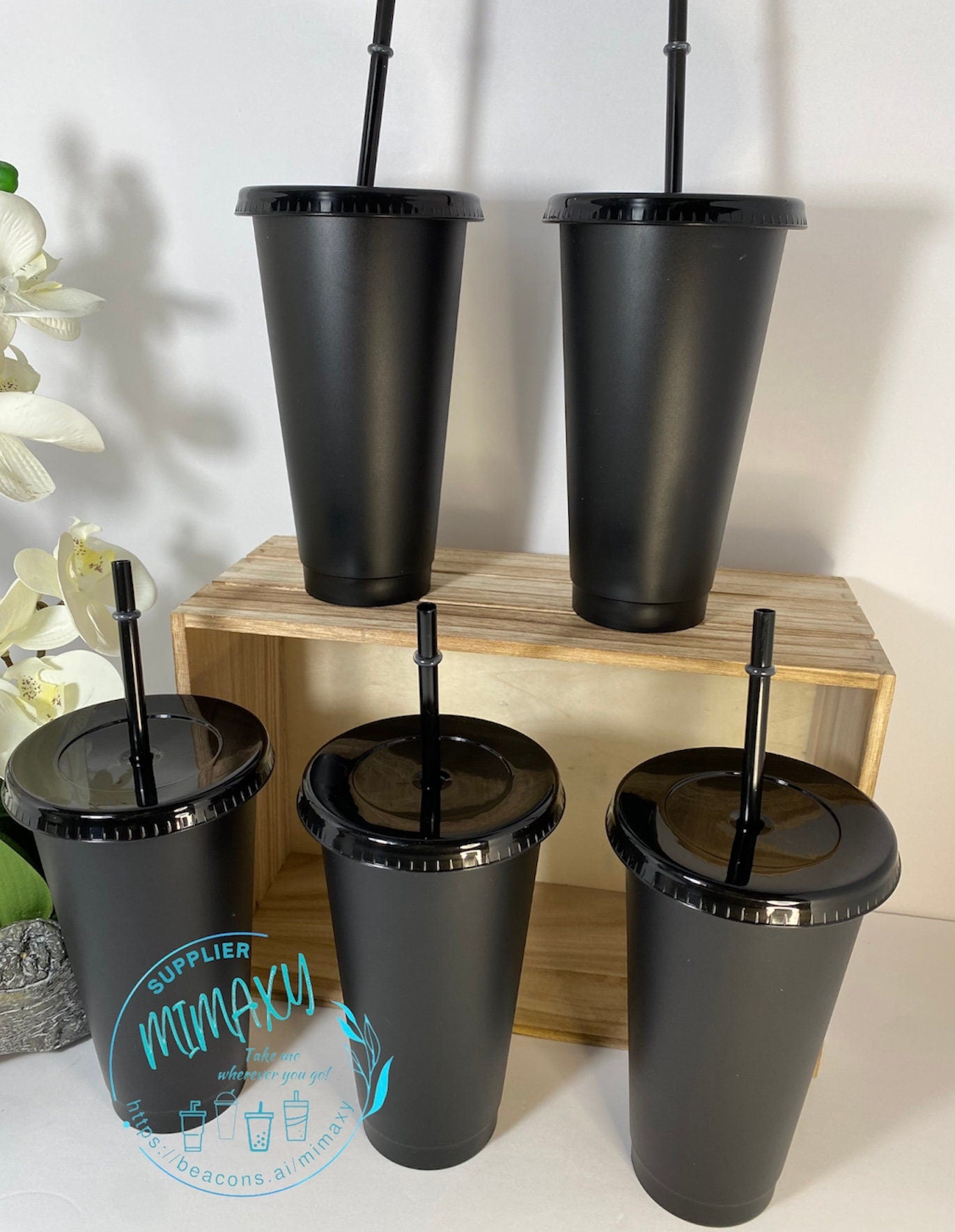 24oz 16oz Black Matte Cold Cups / Blanks / Glitter / Cold Changing Color / venti cups