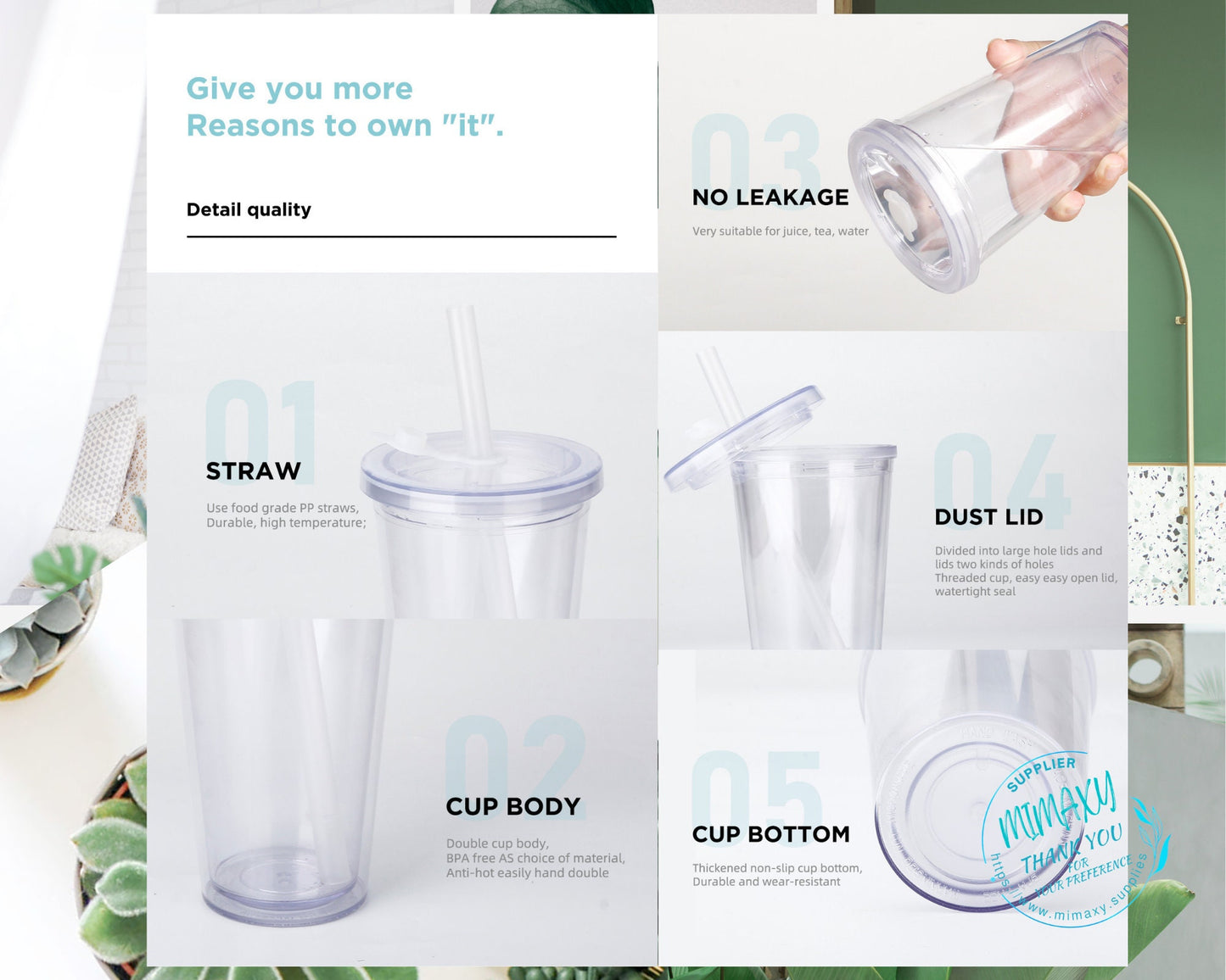 Leakproof Boba Tea Tumbler with stainless steel straw, High Quality tumbler, Perfect for Custum Creations, double wall acrylic tumbler, Diy