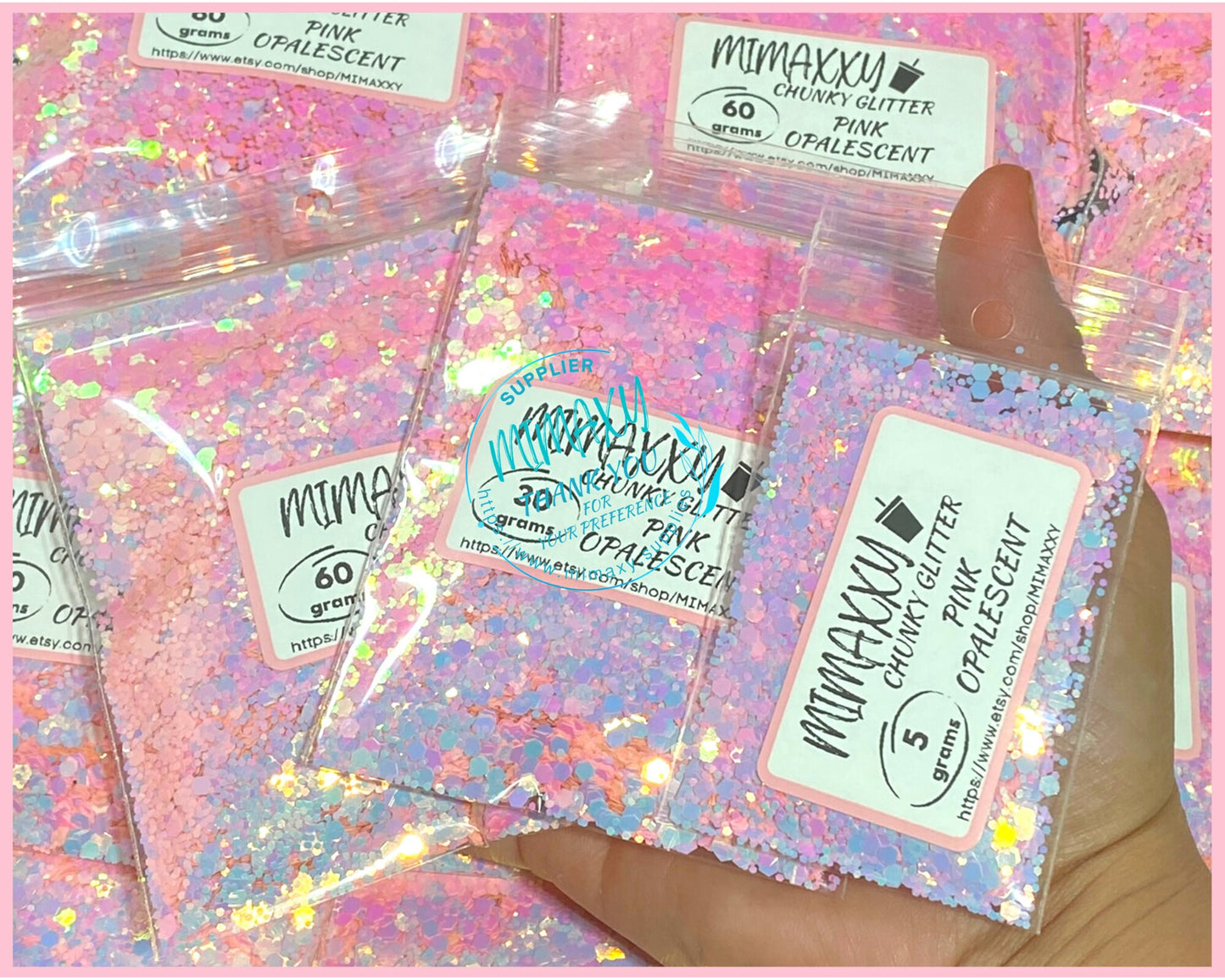 PINK OPALESCENT ,Shaped Glitter, Chunky Glitter Mix, Cosmetic Glitter,Nail Art, Resin art,Snow Globe Tumbler,Craft, CHUNKY 002