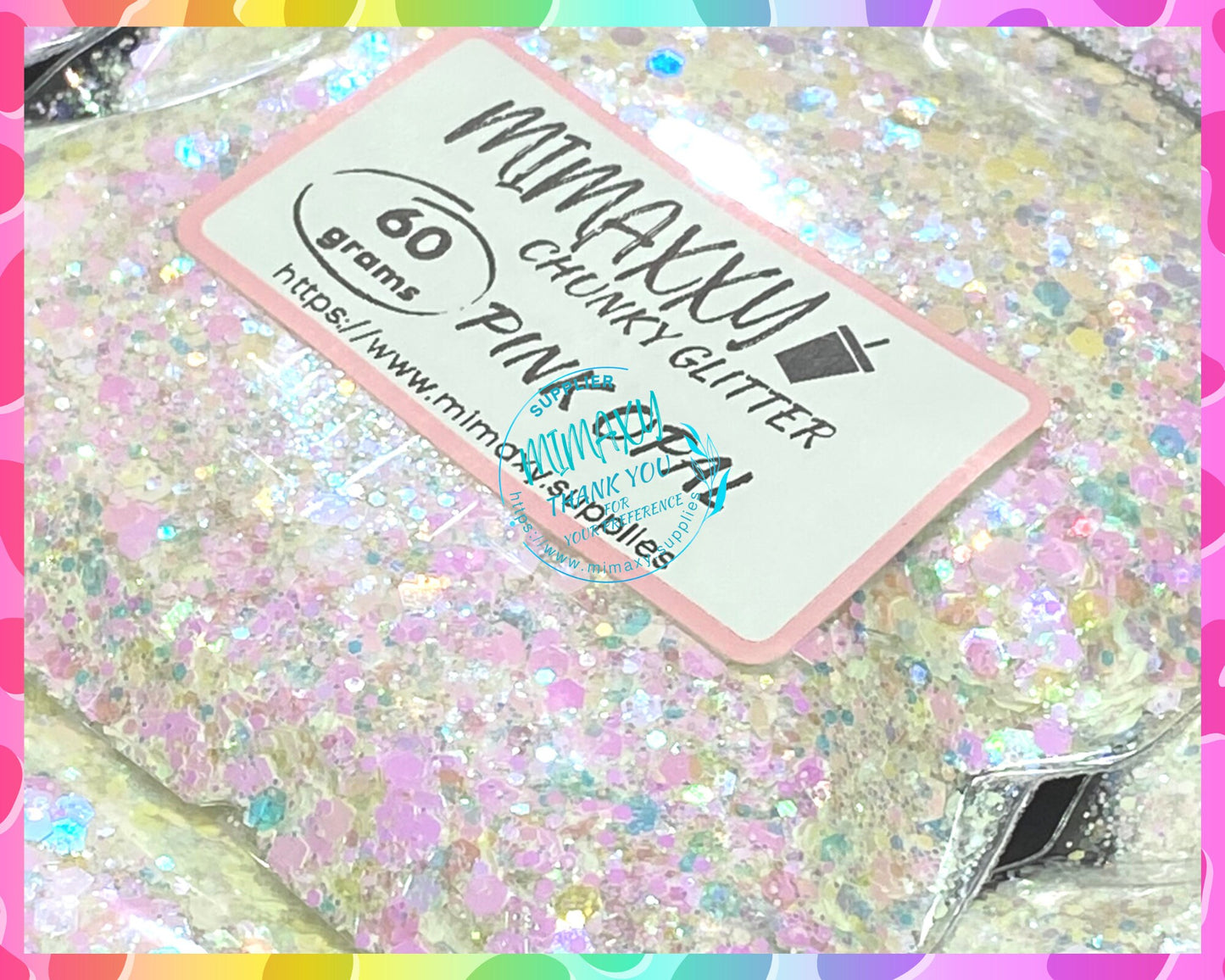 PINK OPAL Shaped Glitter, Chunky Glitter Mix, Cosmetic Glitter,Nail Art, Resin art,Snow Globe Tumbler,Craft, WHITE 002