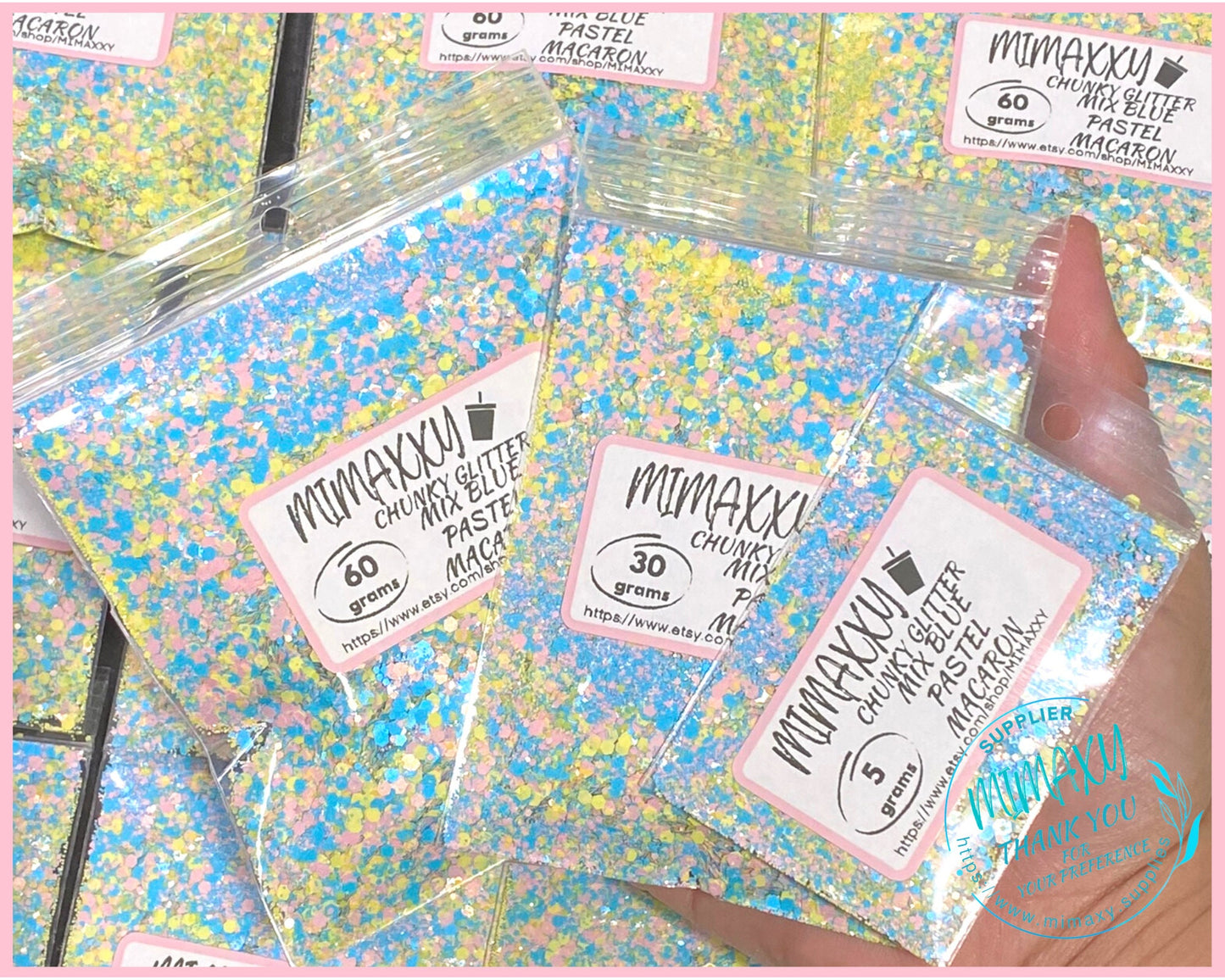 Blue Pastel Macaron, EASTER, Shaped Glitter, Chunky Glitter Mix, Cosmetic Glitter,Nail Art, Resin art,Snow Globe Tumbler, macaron, Matte 012