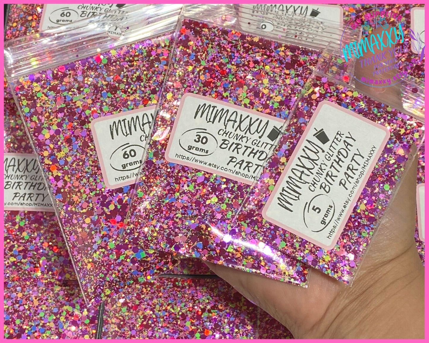 BIRTHDAY PARTY, Shaped Glitter, CHUNKY Glitter Mix, Cosmetic Glitter,Nail Art, Resin art,Snow Globe Tumbler,Craft, glitter mix, Mix 026