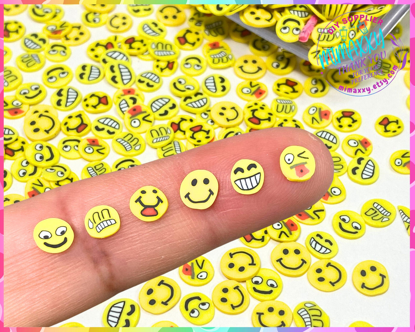 5 mm Mix EMOTICON, Smile, happy, Fake Sprinkles Polymer Clay Slices / nail art / resin art / fimo / DIY /snow globe tumbler, EMOTICON 004