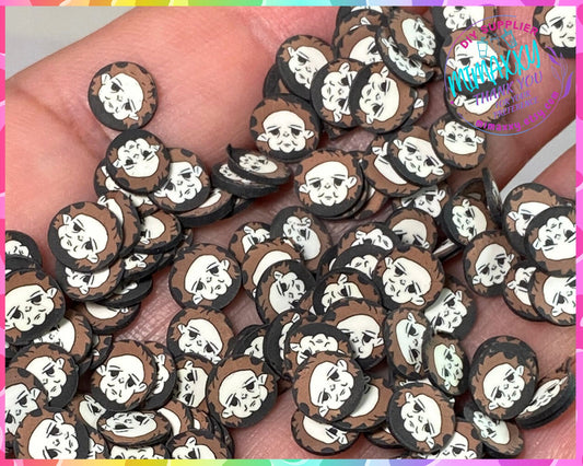 5mm Horror Face,GHOST, Witches brew/ Sprinkle, Slime Polymer Clay Slices, Fake Bake Nail, Craft Ships, mix, black, MOVIE 005