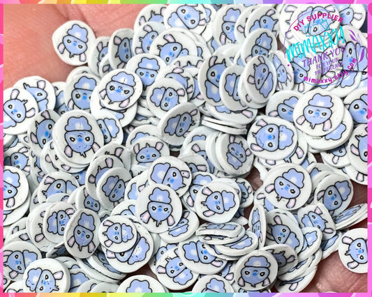 5mm Blue Alien, Ohana, Aloha, Sprinkle Slime, Polymer Clay Slice Slices Fake Bake Nail Art Faux Craft , CARTOON 016