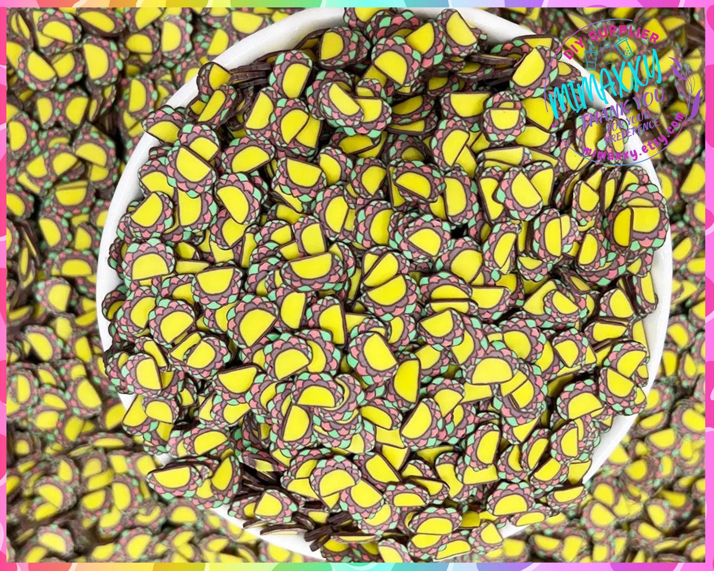 5mm TACOS/ Mexico /Fake Sprinkle/Fimo/Diy /Fake Food/Slime/Snow Globe Tumblers/Deco Topping/Fake Dessert/Mexican, FAST FOOD 006