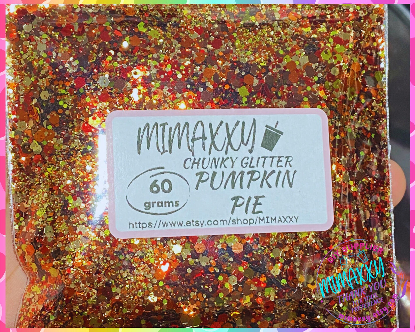 Pumpkin Pie, CHUNKY Glitter, Cosmetic Glitter,Nail Art, Resin art,Snow Globe Tumbler,Craft, Shaped Glitter, gold, amber, red, HALLOWEEN 020