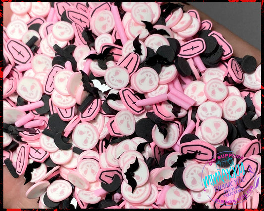5mm Pink Jack Mix / Halloween Ghost/ Skeleton Polymer Clay/ Sprinkle/ DIY / Resin Art, Snow globe tumbler / Christmas, HALLOWEEN MIX 016