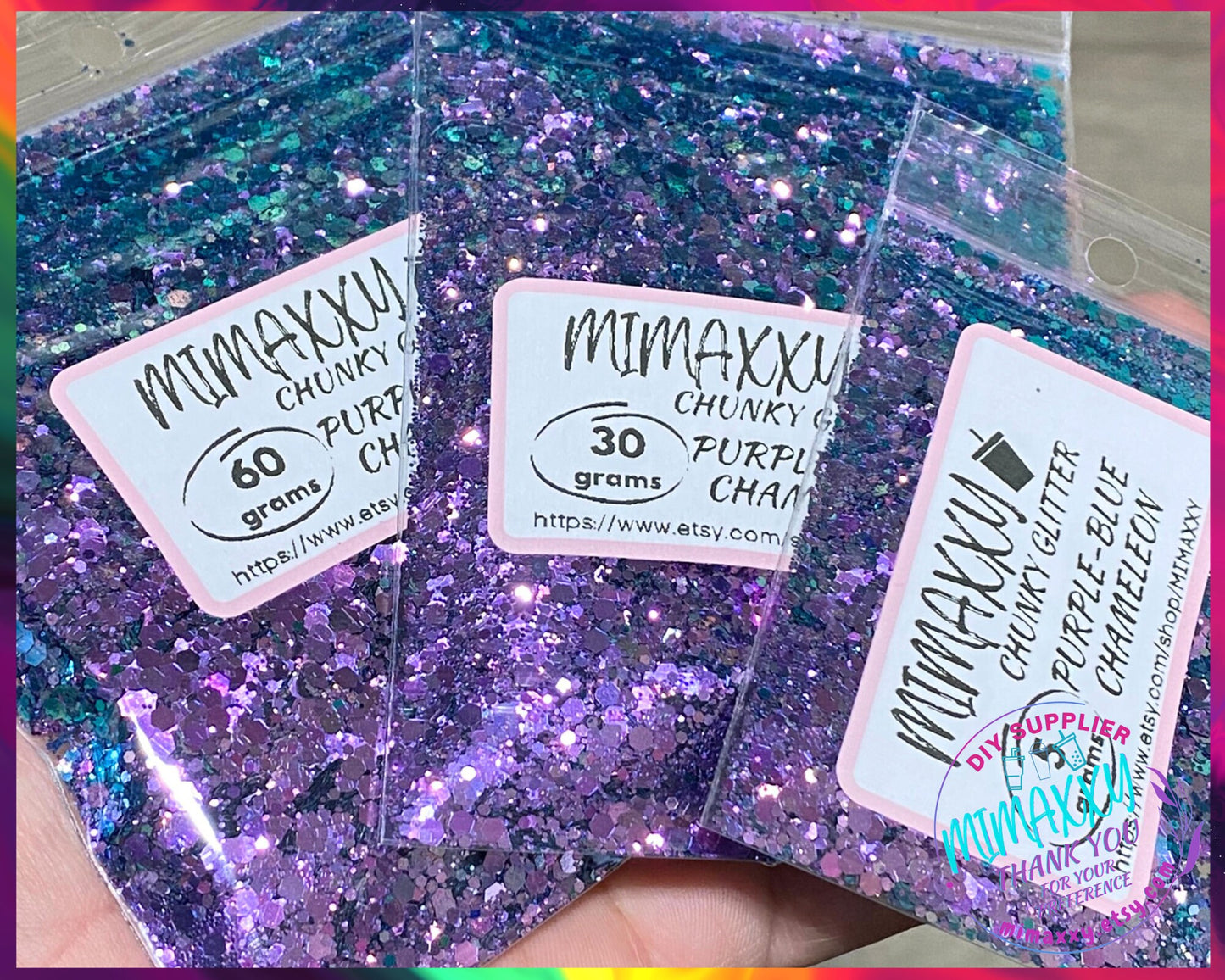 Purple Blue Chameleon ,Shaped Glitter, Chunky Glitter Mix, Cosmetic Glitter,Nail Art, Resin art,Snow Globe Tumbler,Craft, CHAMELEON 011