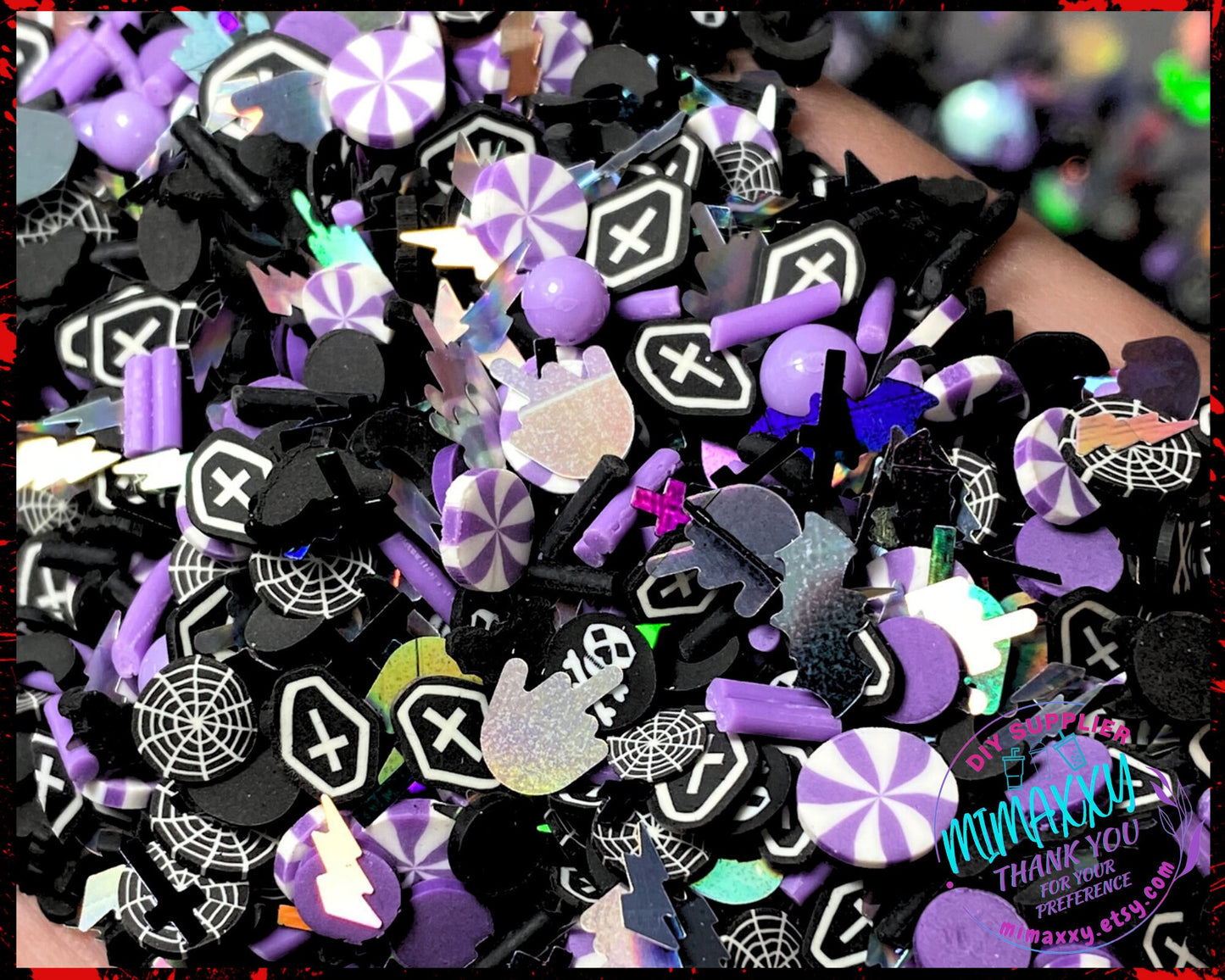 5mm Gothic Family, Freddy, Sprinkle, Slime, Polymer Clay Slices, snow globe tumblers, Fake Bake Nail, Craft Ship, HALLOWEEN MIX 009