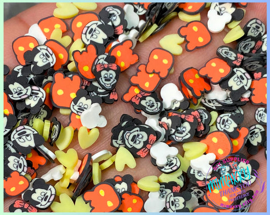 5mm Mix MOUSE ITEMS, Mouse Face, Ears Red Black Sprinkle Slime, Polymer Clay Slice Slices Fake Bake Nail Art Faux Craft , CARTOON 008