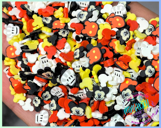 5mm Mix Mouse Classic, Mouse Face, Ears Red Black Sprinkle Slime, Polymer Clay Slice Slices Fake Bake Nail Art Faux Craft , MOUSE ITEMS 005