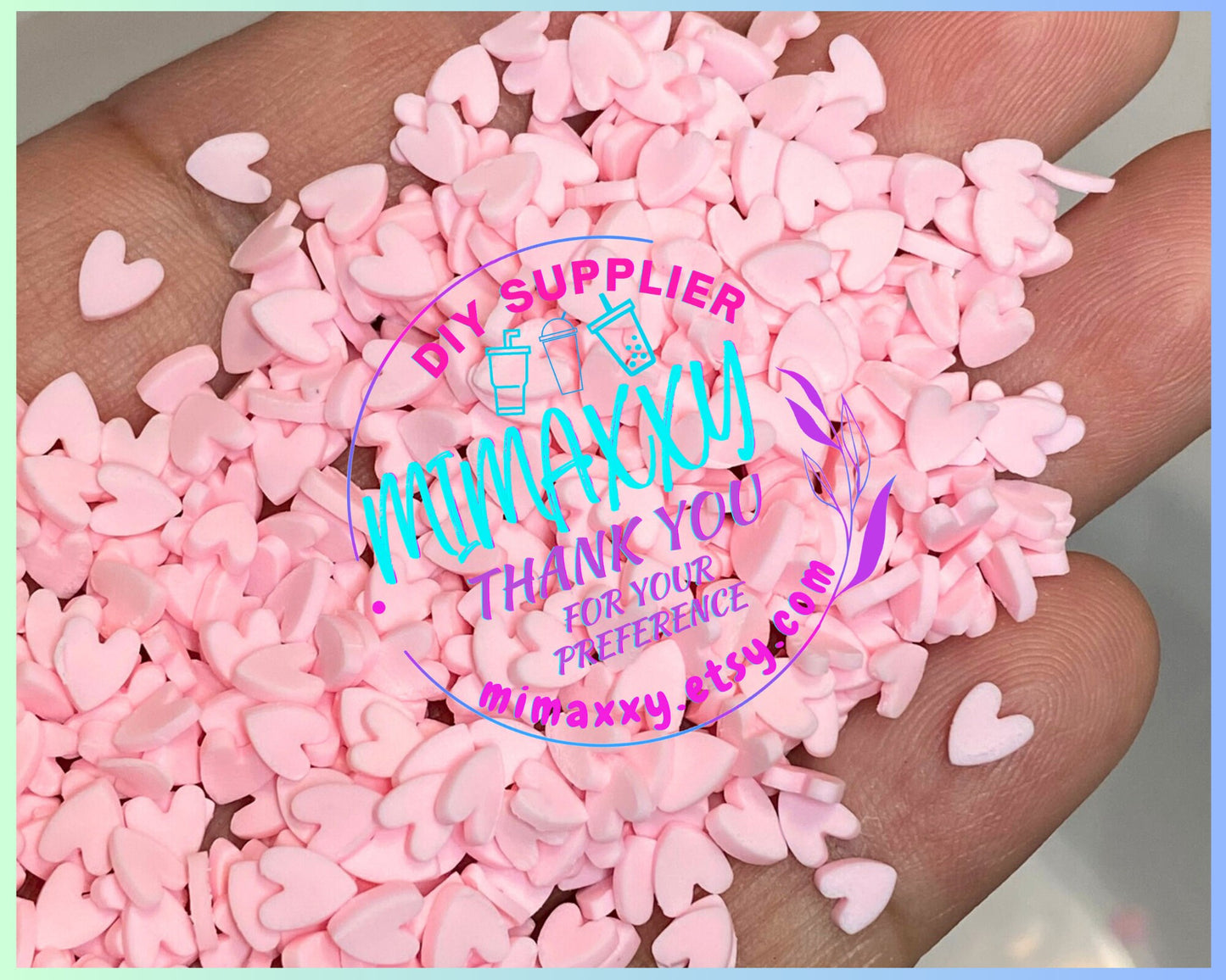 5mm White Heart Polymer Clay Slices, Fimo, DIY, Fake Foo, Slime, Snow Globe Tumblers, Decoden Topping, resin, nail, art, HEART 001