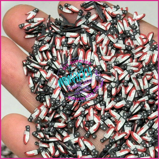 5mm Knife with Blood, Sprinkle, Slime Polymer Clay Slices, Fake Bake Nail, Craft Ships, mix, death, HALLOWEEN 077