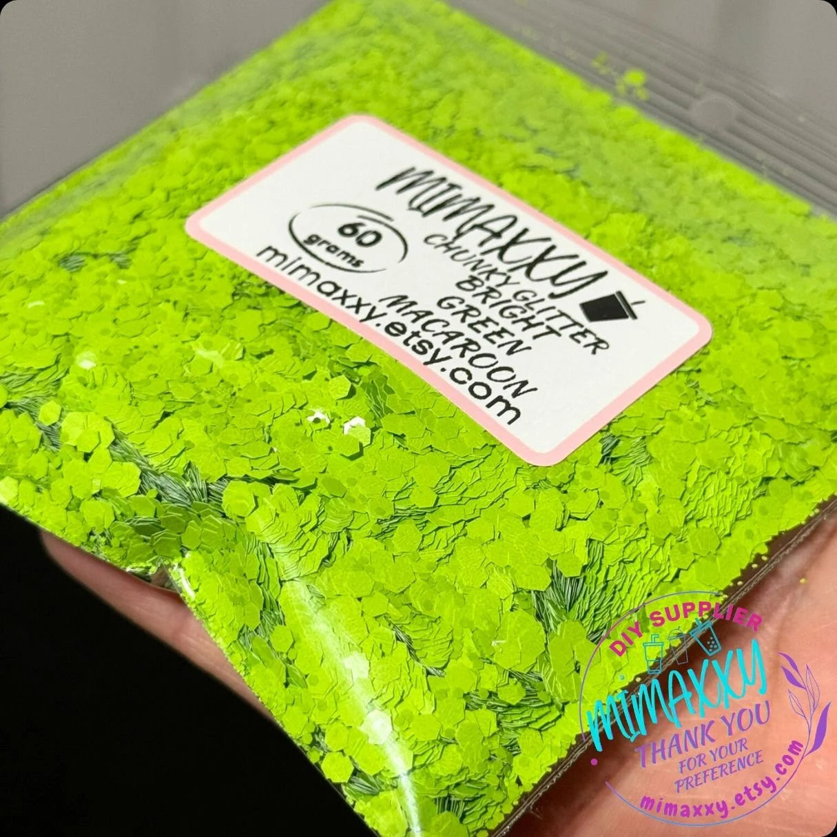 BRIGHT GREEN MACAROON, Shaped Glitter, Chunky Glitter Mix, Cosmetic Glitter,Nail Art, Resin art,Snow Globe, YELLOW, iridescent, lemon, Matte Hm 011