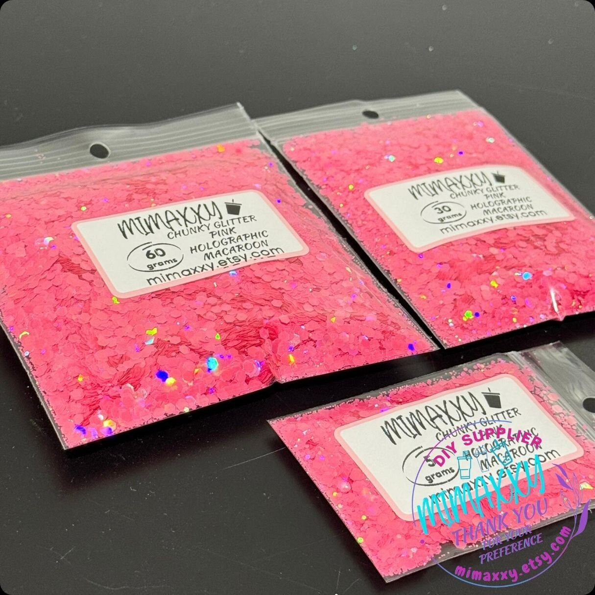 PINK HOLOGRAPHIC MACAROON, Shaped Glitter, Chunky Glitter Mix, Cosmetic Glitter,Nail Art, Resin art,Snow Globe,Craft, pastel, Matte Hm 007