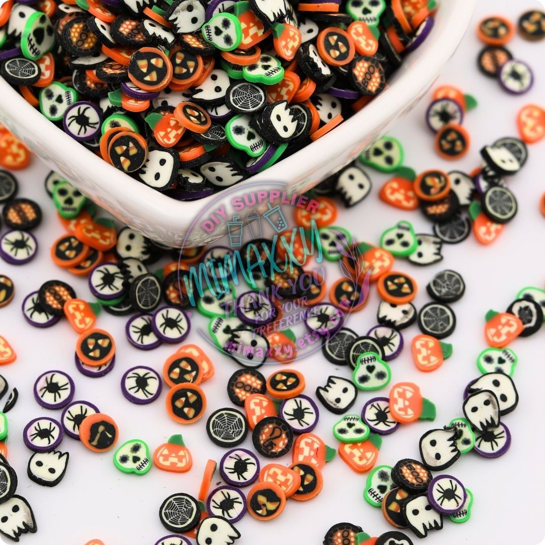 5mm HALLOWEEN MIX / Kuwaii /Fimo/Slice Perfect for DIY/Fake Food/Slime/Snow Globe Tumblers/Deco Topping/Fake Dessert, Halloween 073