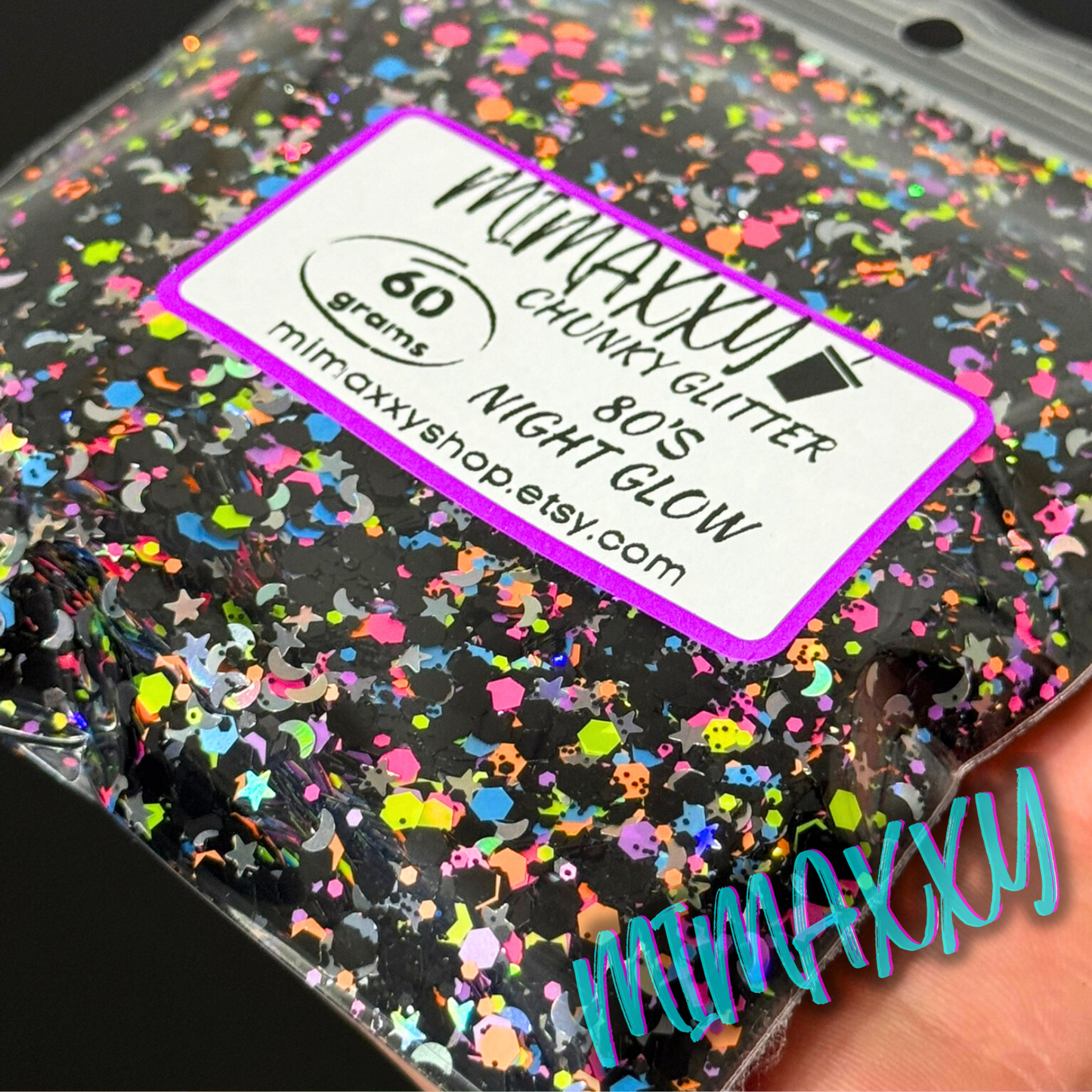 80'S NIGHT GLOW, Shaped Glitter, Chunky Glitter Mix, Cosmetic Glitter,Nail Art, Resin art,Snow Globe Tumbler,Craft