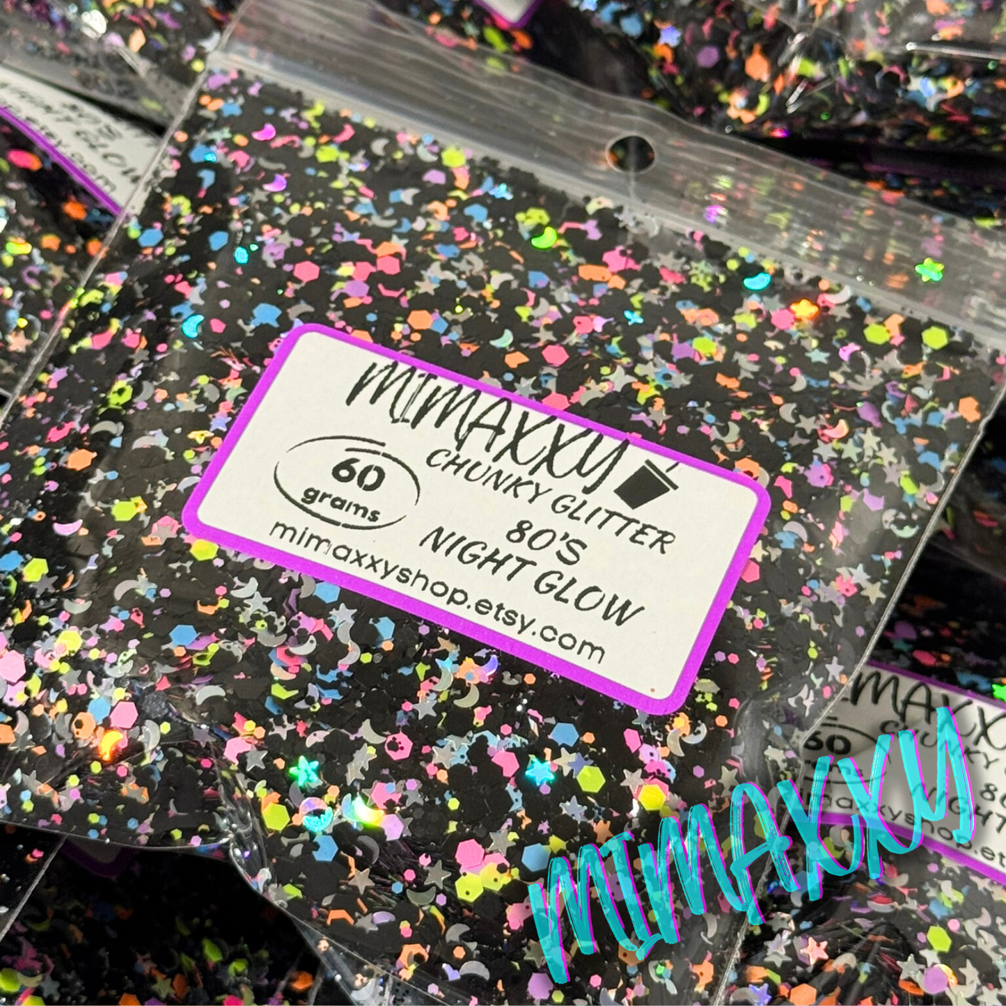 80'S NIGHT GLOW, Shaped Glitter, Chunky Glitter Mix, Cosmetic Glitter,Nail Art, Resin art,Snow Globe Tumbler,Craft