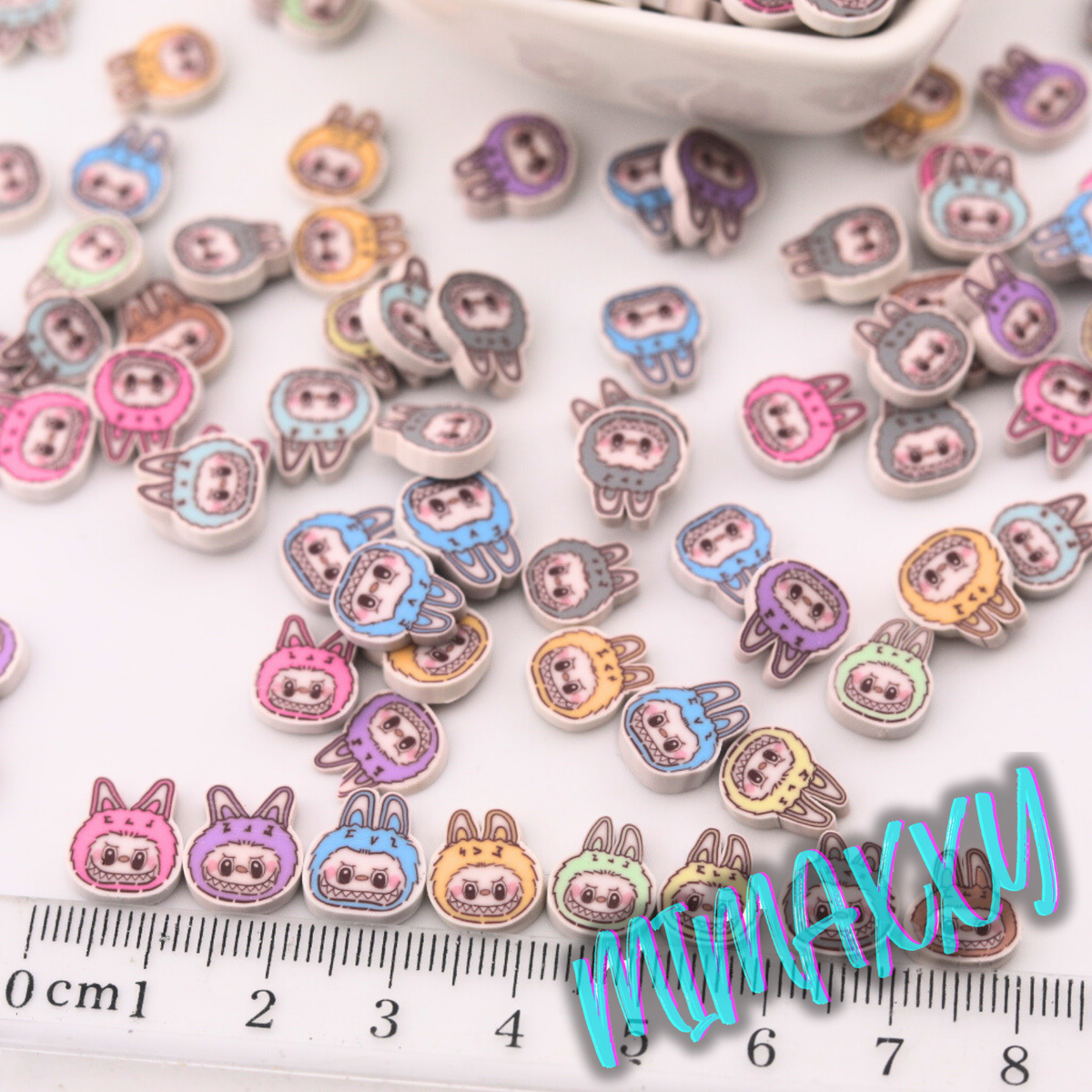 10mm Exclusive Monster Bubu Macaroon, Sprinkle Slime, Polymer Clay Slices,Fake Bake, Nail Art, Faux Craft, Kawaii Lovers, doll