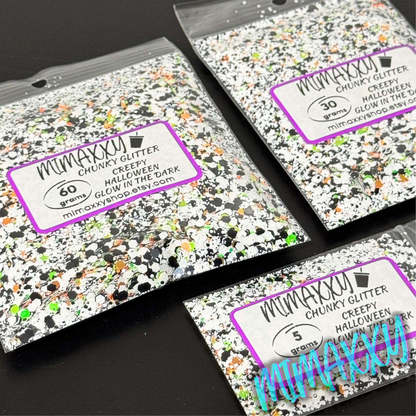 CREEPY HALLOWEEN , GLOW IN THE DARK, Shaped Glitter, Chunky Glitter Mix, Cosmetic Glitter,Nail Art, Resin art,Snow Globe Tumbler,Craft