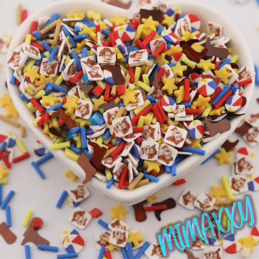 5mm Mix Sheriff Cowboy/Polymer Clay Slices, kawaii, teddy, crafts, tools, not edible, supplies, slime, resin, snow globe, hair, nail