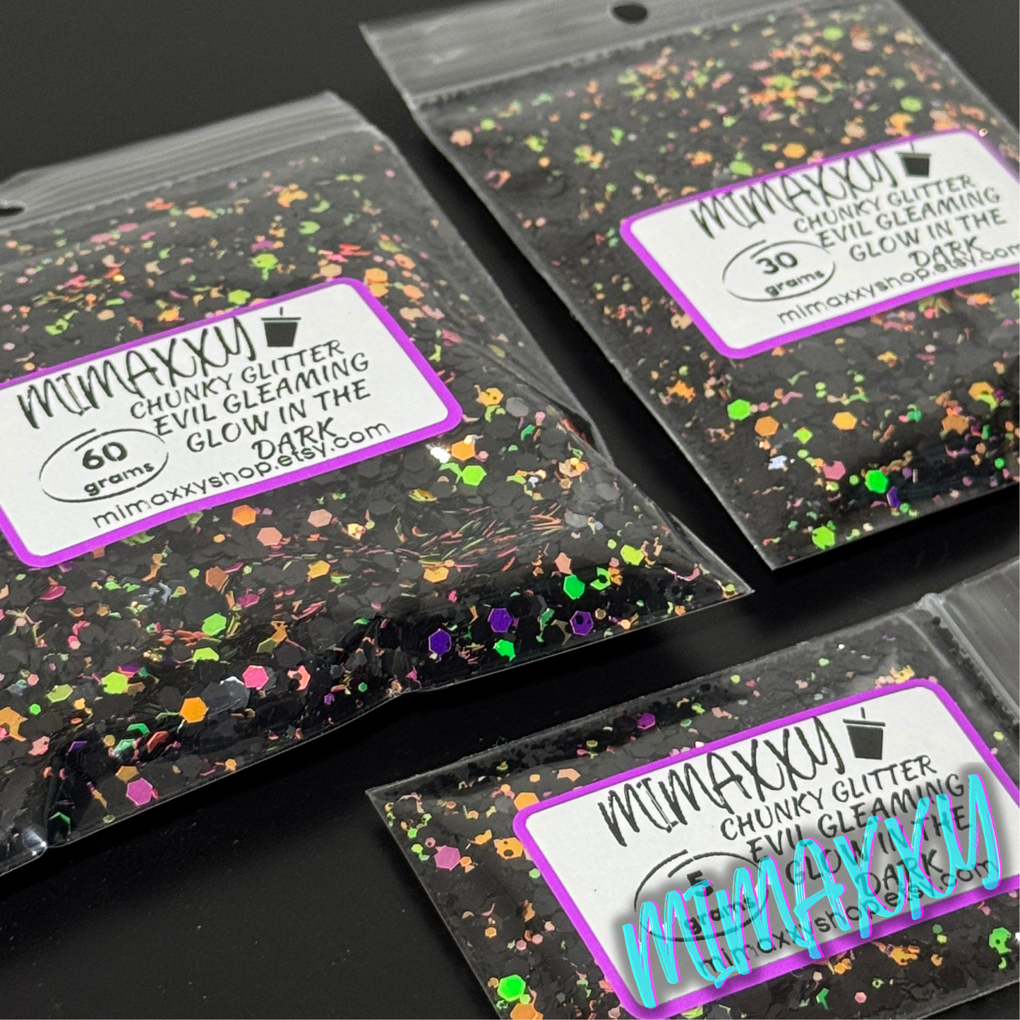 EVIL GLEAMING , GLOW IN THE DARK, Shaped Glitter, Chunky Glitter Mix, Cosmetic Glitter,Nail Art, Resin art,Snow Globe Tumbler,Craft