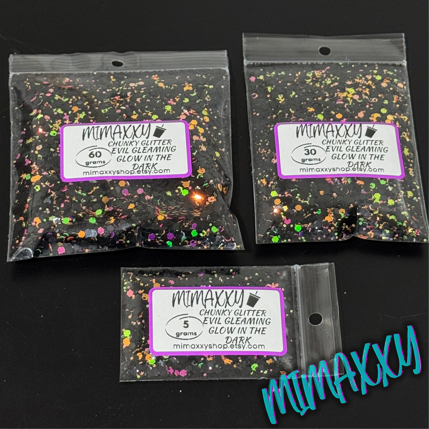 EVIL GLEAMING , GLOW IN THE DARK, Shaped Glitter, Chunky Glitter Mix, Cosmetic Glitter,Nail Art, Resin art,Snow Globe Tumbler,Craft