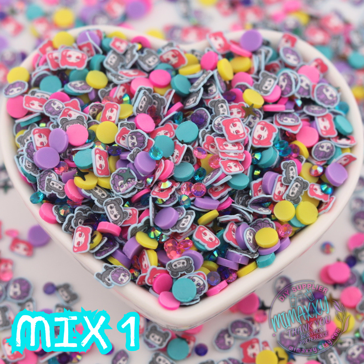 5mm korean Pop Singers, Sprinkle Slime, Polymer Clay Slice Slices Fake Bake Nail Art Faux Craft ,
