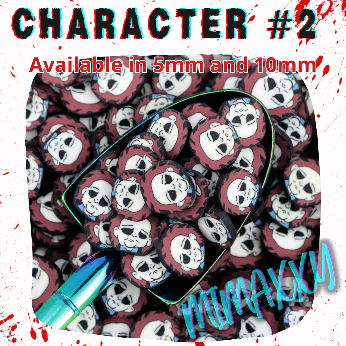 10 mm Killer Horror Faces, Slime, resin, Polymer Clay Slices, snow globe tumblers, Fake Bake Nail, Crafts