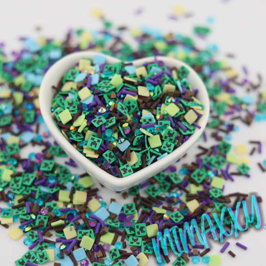 5mm Video Game Craft, Sprinkle Slime, Polymer Clay Slice Slices Fake Bake Nail Art Faux Craft, A-018