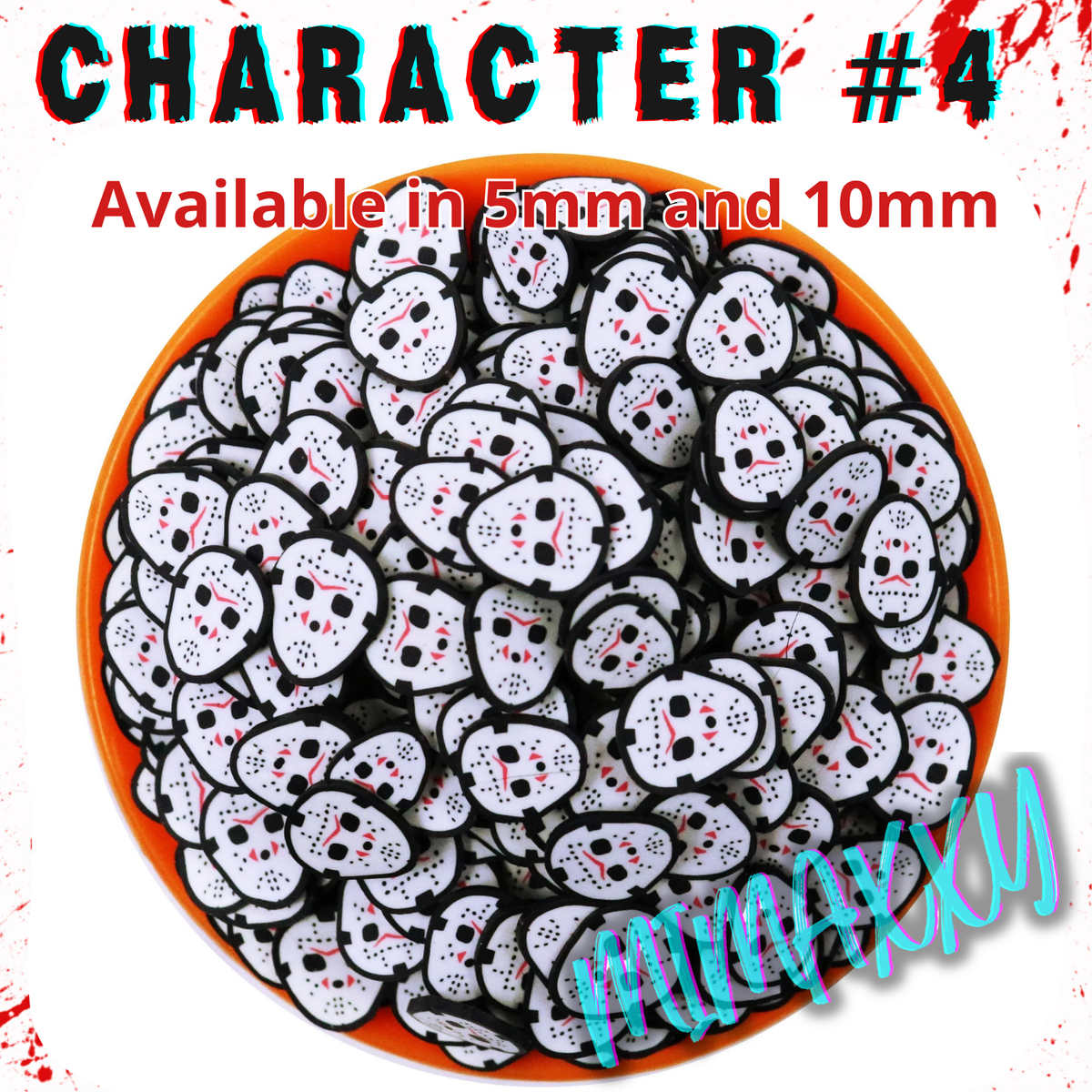 10 mm Killer Horror Faces, Slime, resin, Polymer Clay Slices, snow globe tumblers, Fake Bake Nail, Crafts