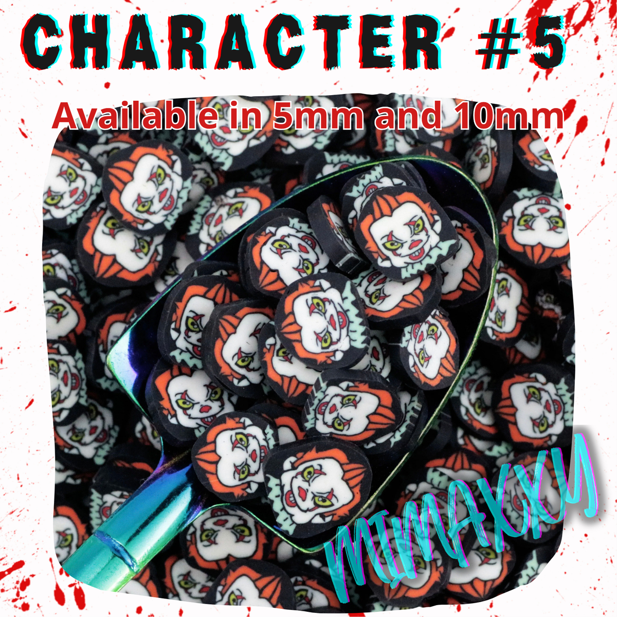 10 mm Killer Horror Faces, Slime, resin, Polymer Clay Slices, snow globe tumblers, Fake Bake Nail, Crafts