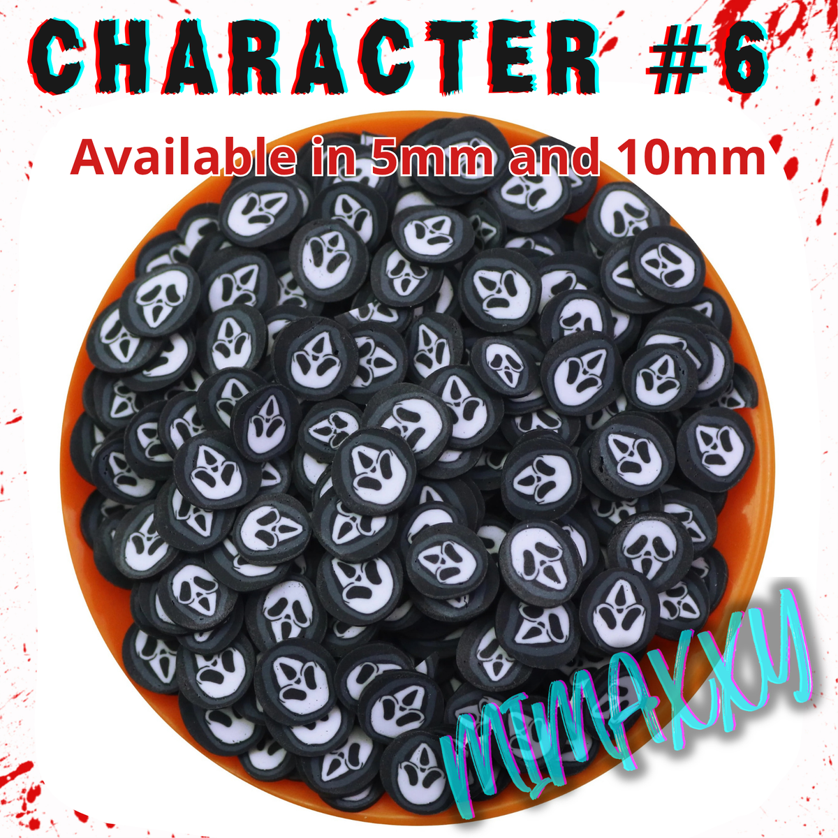 10 mm Killer Horror Faces, Slime, resin, Polymer Clay Slices, snow globe tumblers, Fake Bake Nail, Crafts