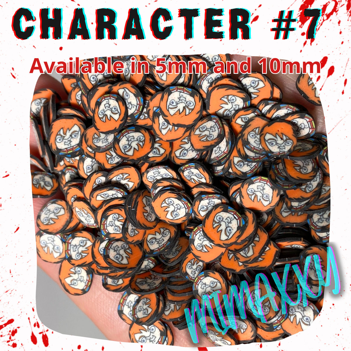 10 mm Killer Horror Faces, Slime, resin, Polymer Clay Slices, snow globe tumblers, Fake Bake Nail, Crafts