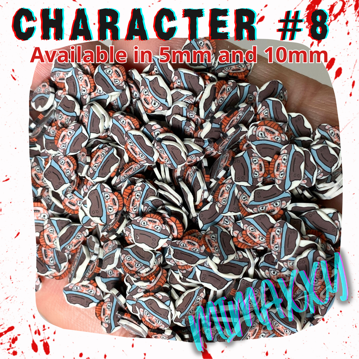 10 mm Killer Horror Faces, Slime, resin, Polymer Clay Slices, snow globe tumblers, Fake Bake Nail, Crafts