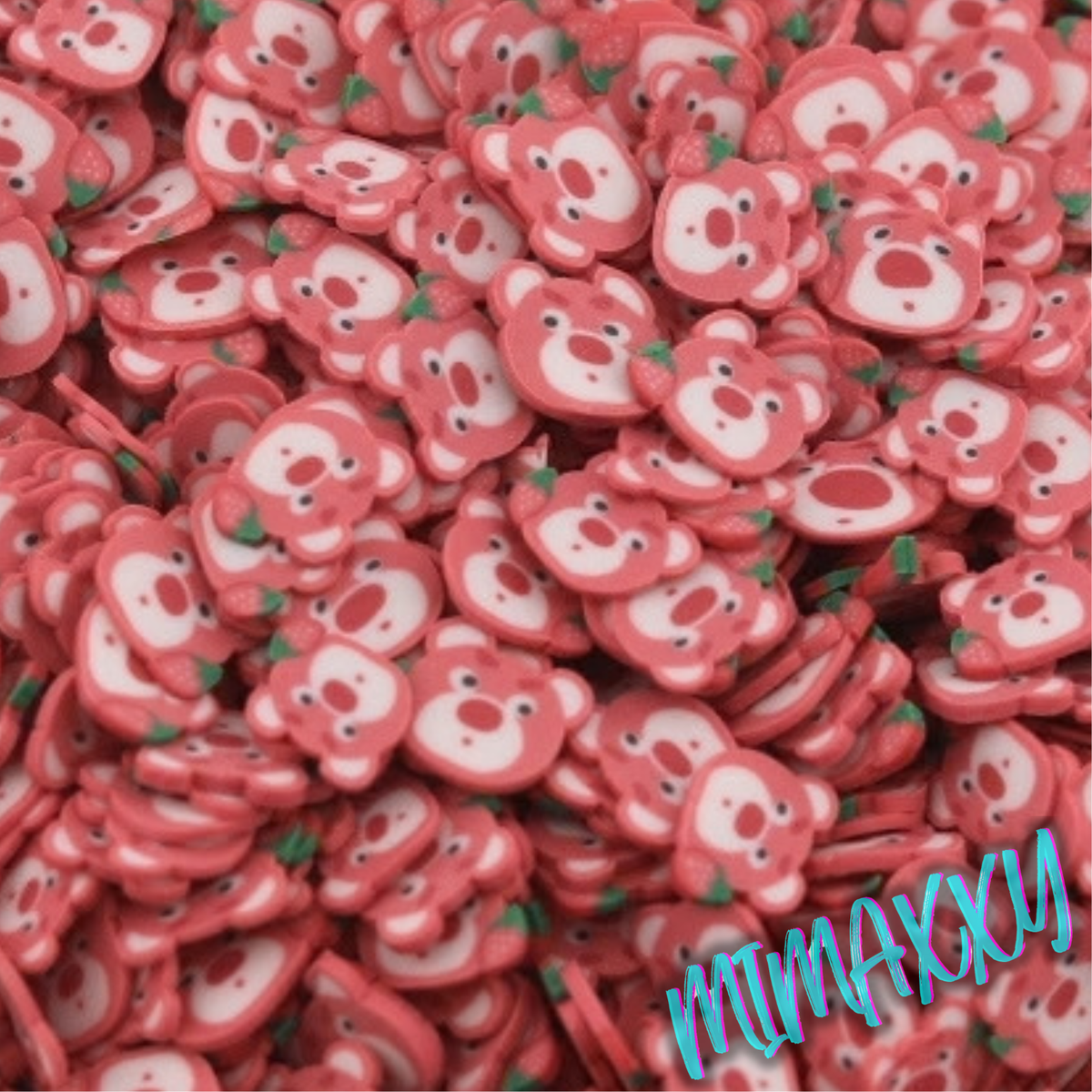 5mm Strawberry Bear /Polymer Clay Slices, kawaii, teddy, crafts, tools, not edible, supplies, slime, resin, snow globe, hair, nail