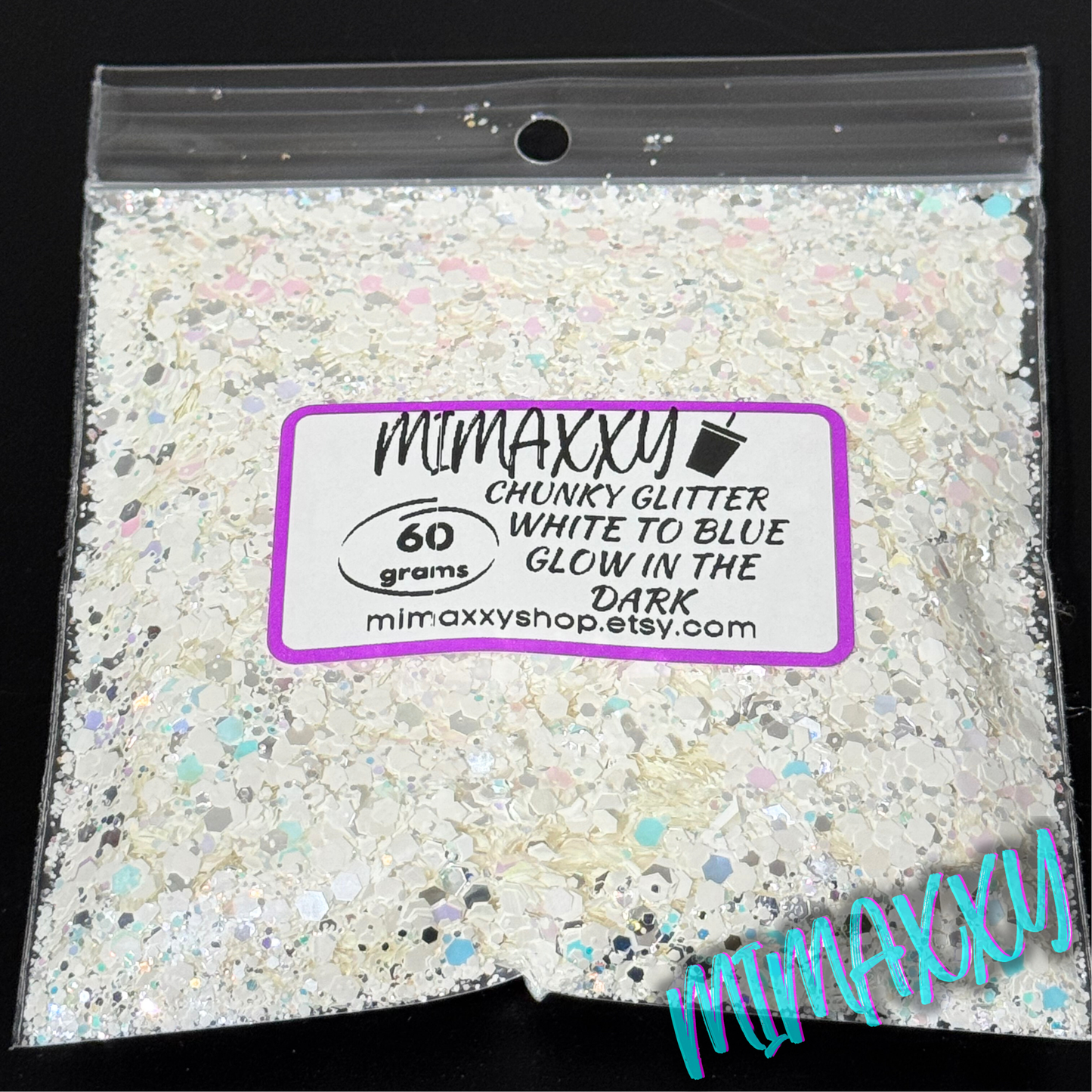 WHITE TO BLUE , GLOW IN THE DARK, Shaped Glitter, Chunky Glitter Mix, Cosmetic Glitter,Nail Art, Resin art,Snow Globe Tumbler,Craft