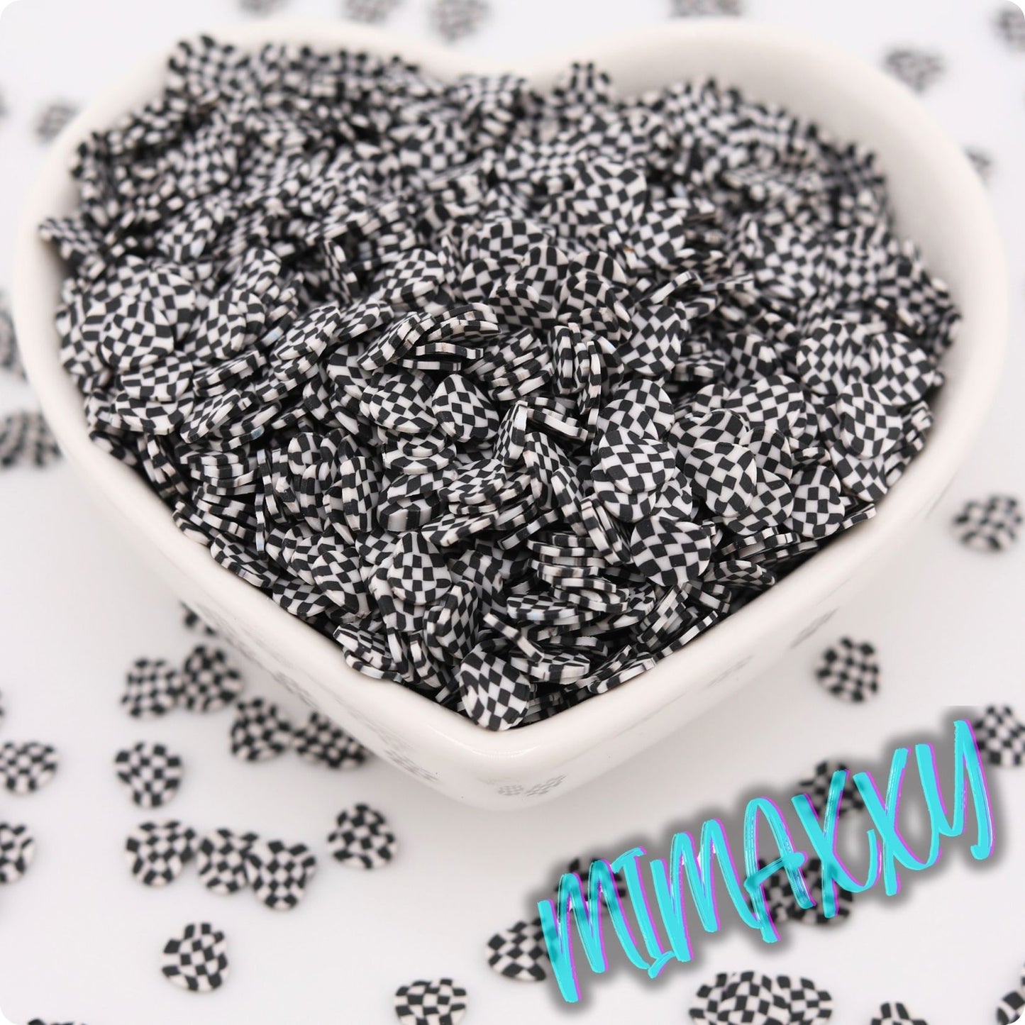 5mm Rise flag, Black and white Heart, Polymer Clay Slices, Fimo, DIY, Fake Foo, Slime, Snow Globe Tumblers, Decoden Topping, resin, nail art