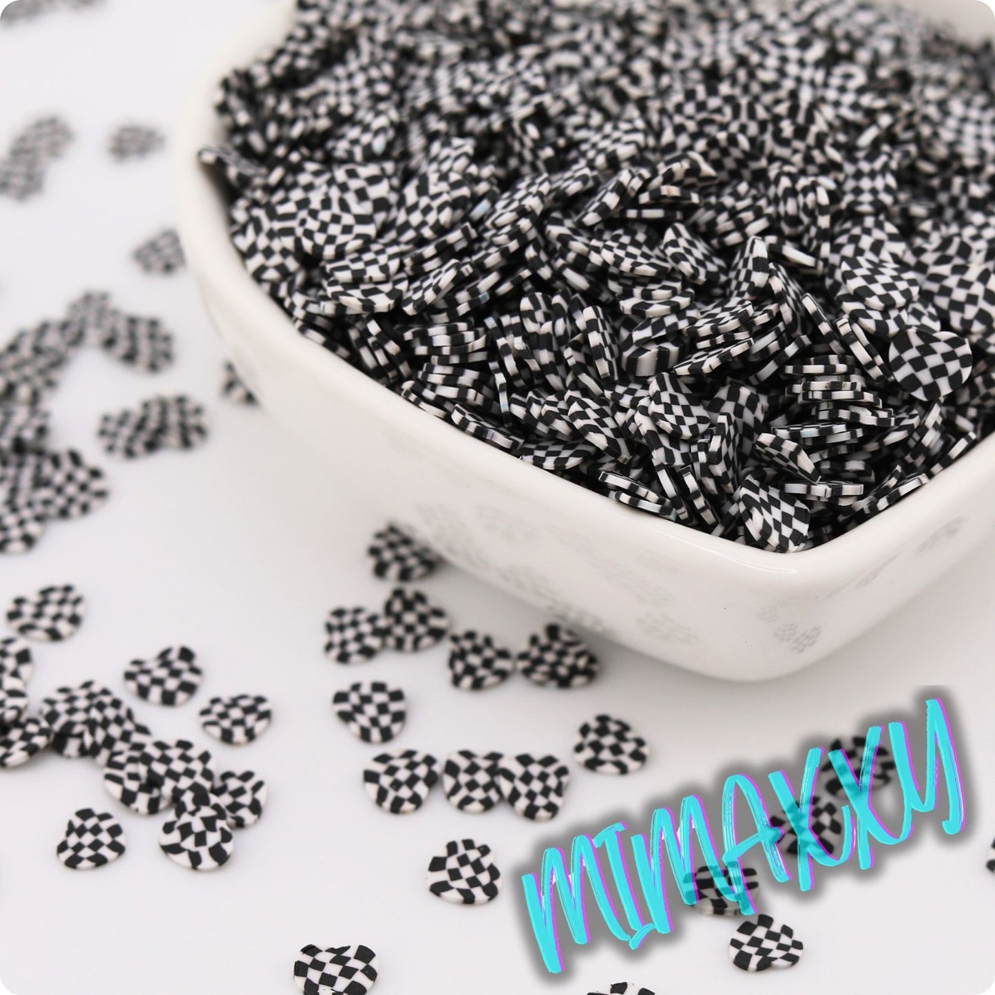 5mm Rise flag, Black and white Heart, Polymer Clay Slices, Fimo, DIY, Fake Foo, Slime, Snow Globe Tumblers, Decoden Topping, resin, nail art