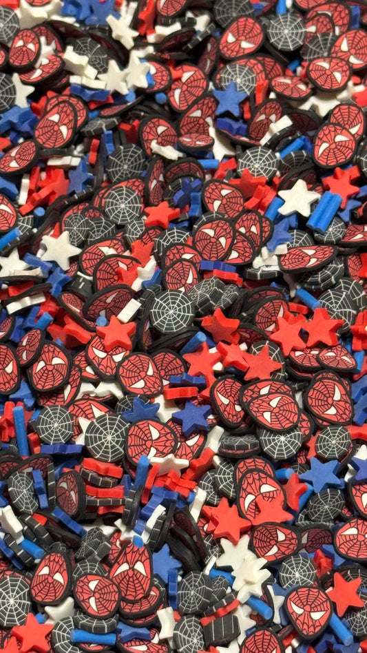 5mm Spider mix web, black cat / Sprinkle, Slime Polymer Clay Slices, Fake Bake Nail, Craft,movie, CARTOON MIX 016