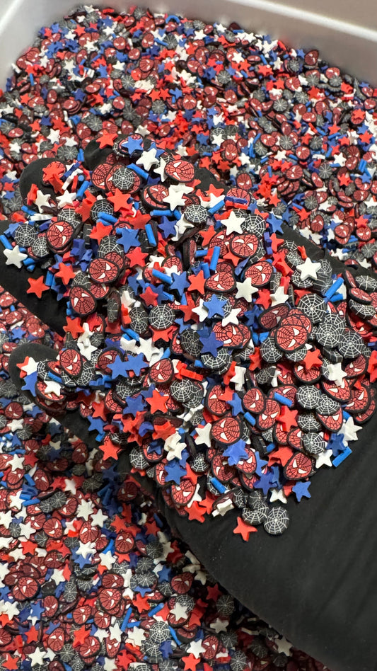 5mm Spider mix web, black cat / Sprinkle, Slime Polymer Clay Slices, Fake Bake Nail, Craft,movie, CARTOON MIX 016