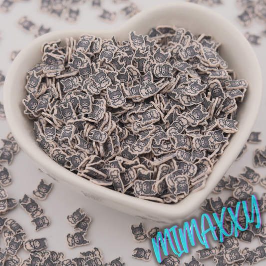 5mm Cute Kitty, Sprinkle Slime, Polymer Clay Slice Slices Fake Bake Nail Art Faux Craft ,