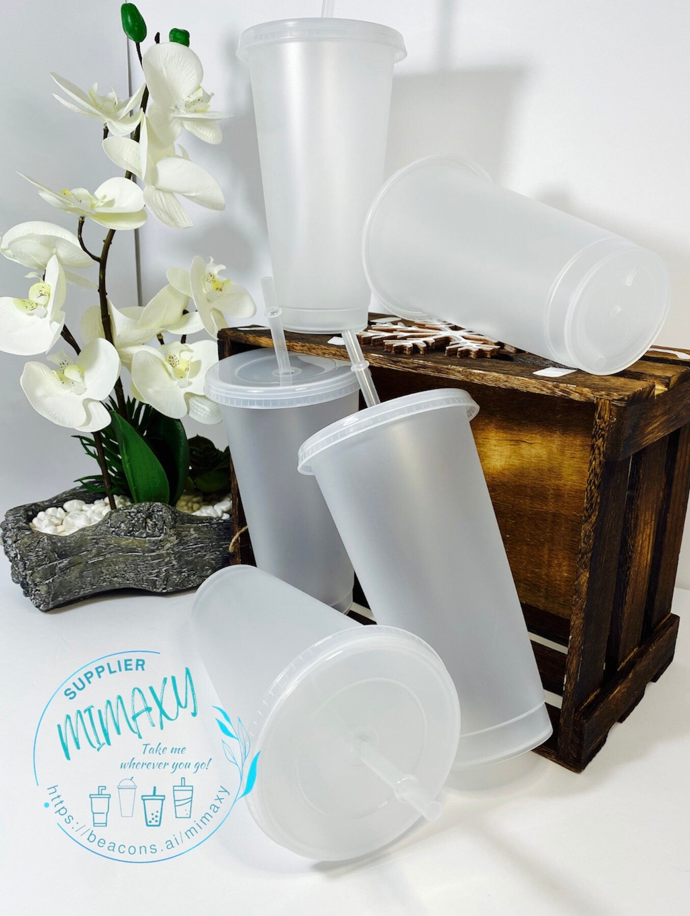 24oz & 16oz Clear Transparent cold cup / blank cup / Clear Transparent GLITTER cup lid and straw / white matte tumbler