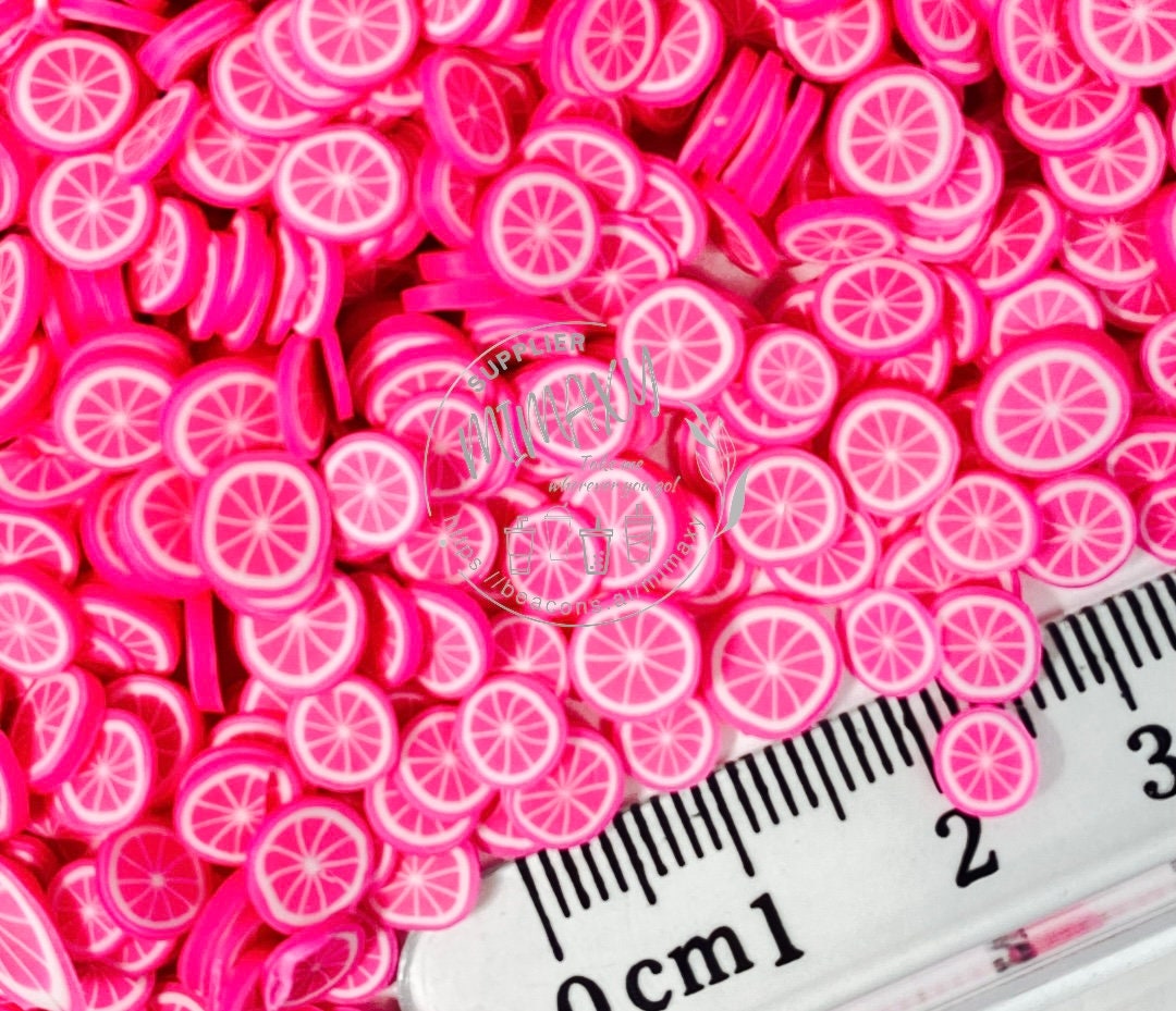 5mm Pink Lemon / Fruit Slices / citrus / Polymer clay Slices / resin art / nail art / fimo / slime / snow globe tumbler / DIY, LEMON 001