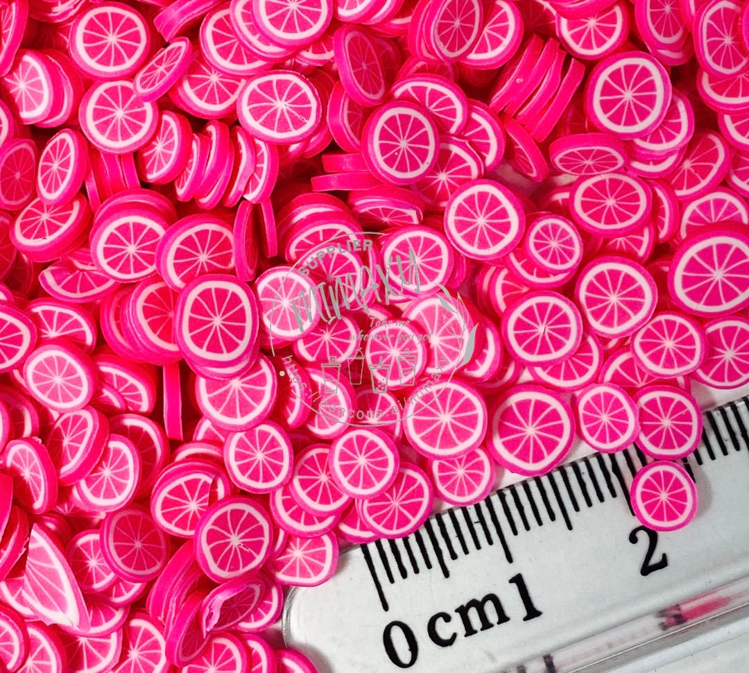5mm Pink Lemon / Fruit Slices / citrus / Polymer clay Slices / resin art / nail art / fimo / slime / snow globe tumbler / DIY, LEMON 001