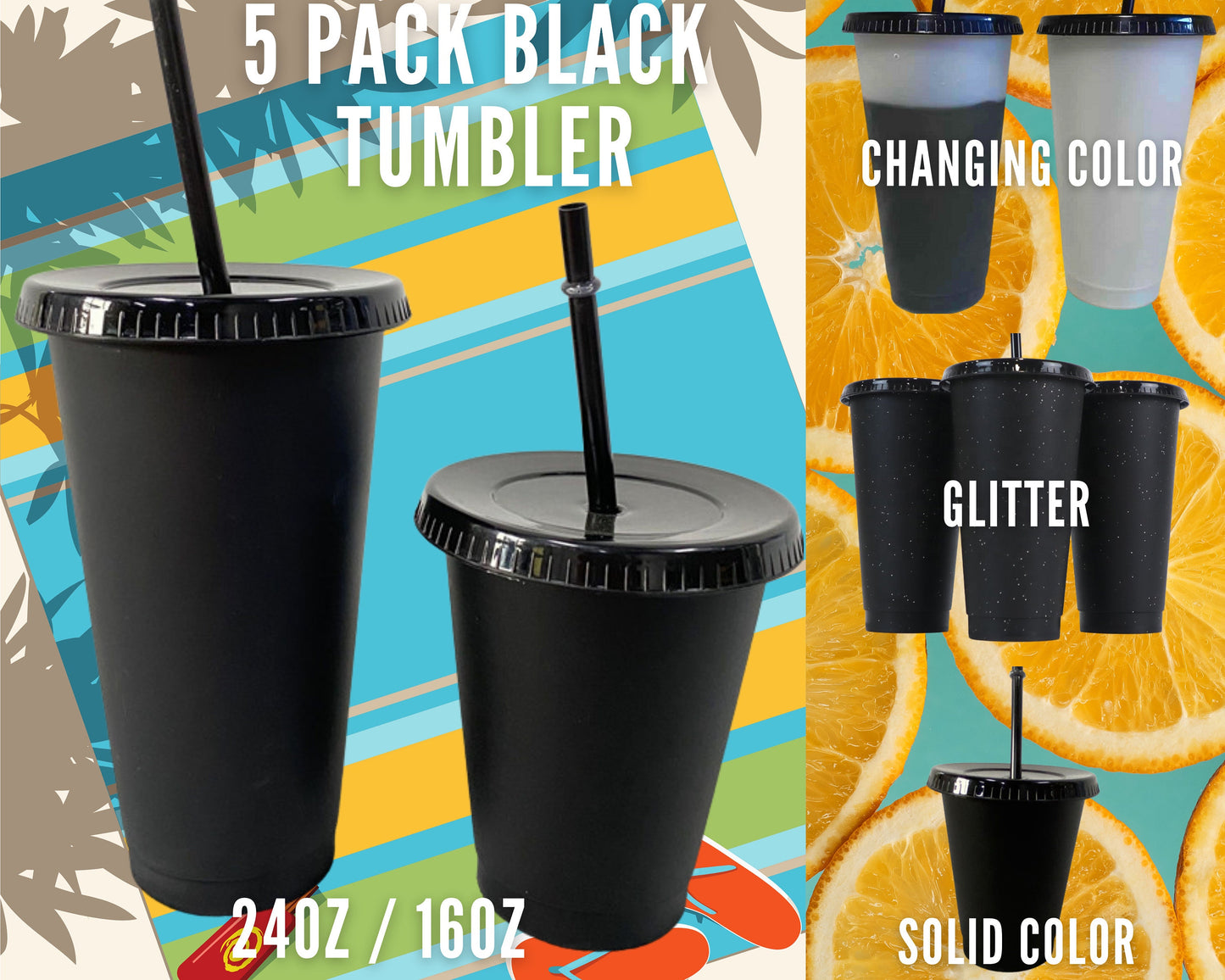 24oz 16oz Black Matte Cold Cups / Blanks / Glitter / Cold Changing Color / venti cups