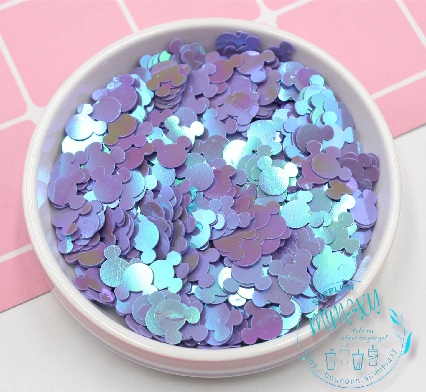 10mm Sequins Ears Mouse Head 8 colors Iridescent holographic mickey mouse confetti Sprinkle Slime Holographic Craft Ships, SEQUINS MOUSE