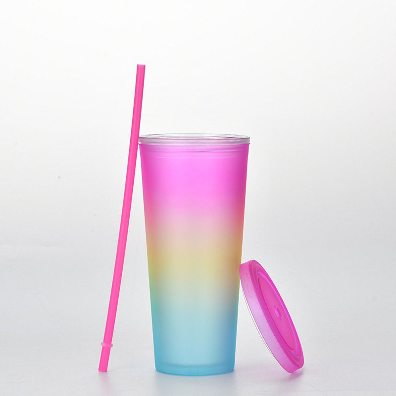 NEW 24oz GRADIENT OMBRE / Acrylic Tumbler / Double wall / Screw on lid and matching straw /ready to ship / Diy